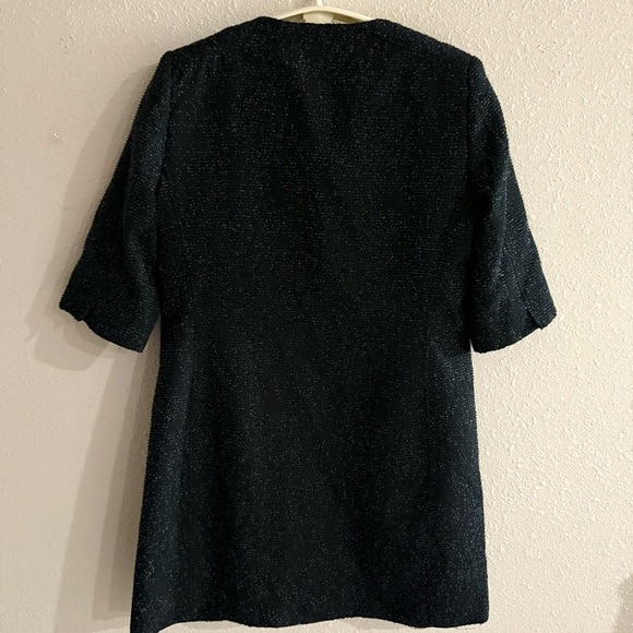 Tahari Long Jacket Black Tweed Duster Office Short Sleeve Career Women’s Size 8 - Picture 4 of 16
